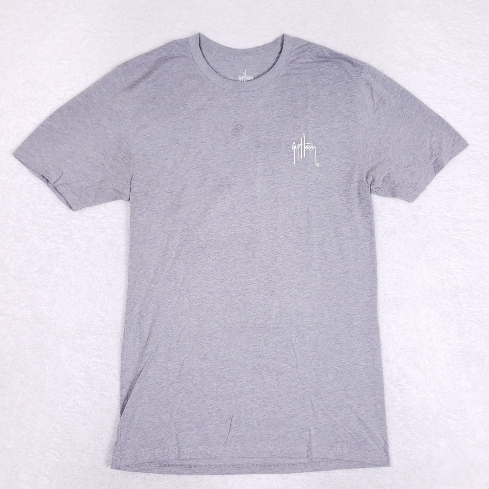 Guy Harvey Tuna Fishing Graphic Tee Shirt Mens M Gray UVX Cotton Performance